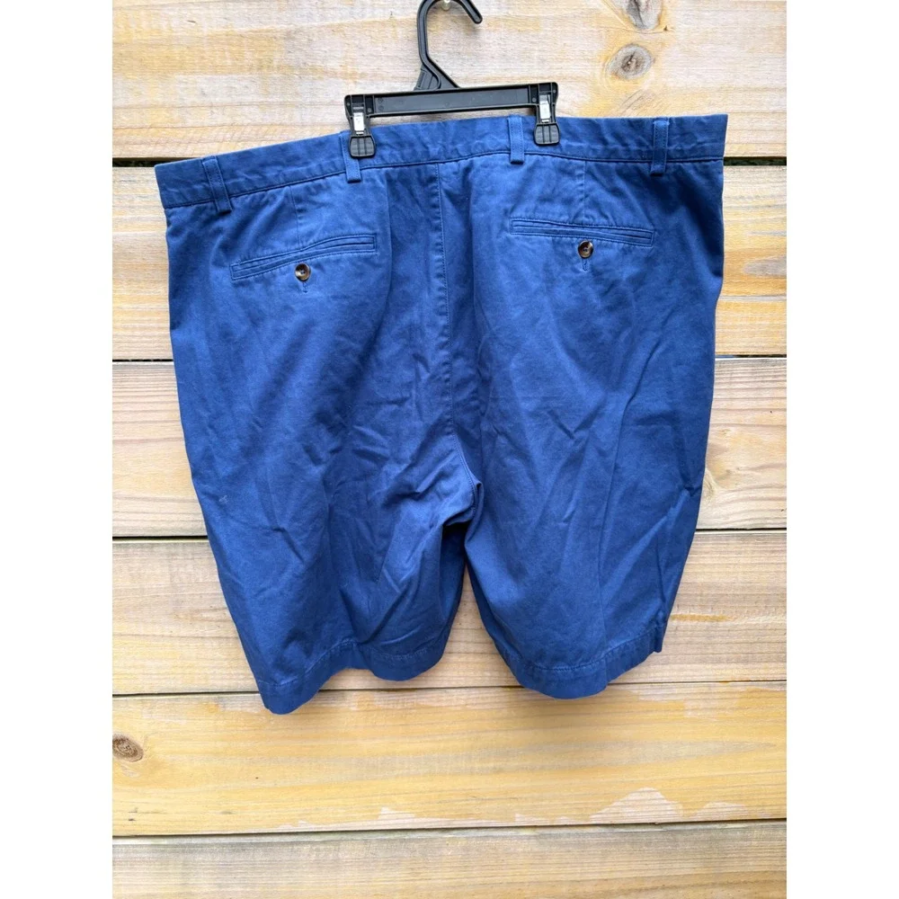 Roundtree & Yorke Casuals Mens 44 Blue Cotton Flat Front Chino Shorts RN 58909